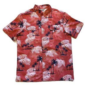 Chaps Button Down Shirt Mens Medium Tropical Short Sleeve Wicking Sun Protection